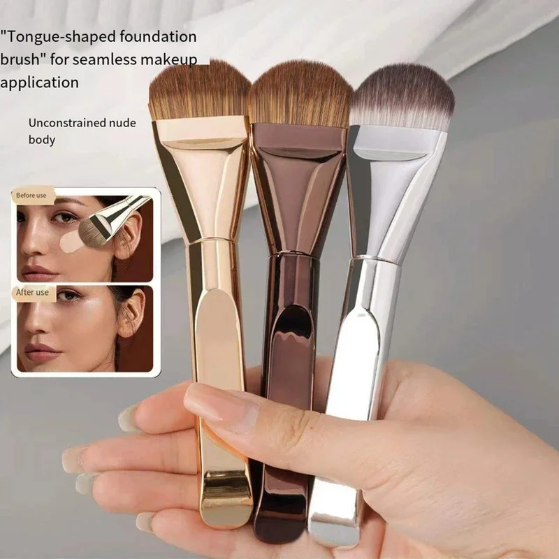 Ultra-Thin Tongue-Shaped Seamless Foundation Brush Flat Head Mask Brush Facial Makeup Applicator for Smooth Coverage