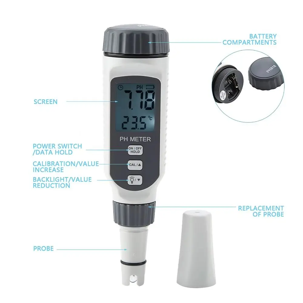 

Professional Digital PH Meter Digital Display Portable PH Water Quality Tester High Quality High-precision PH Testing Pen