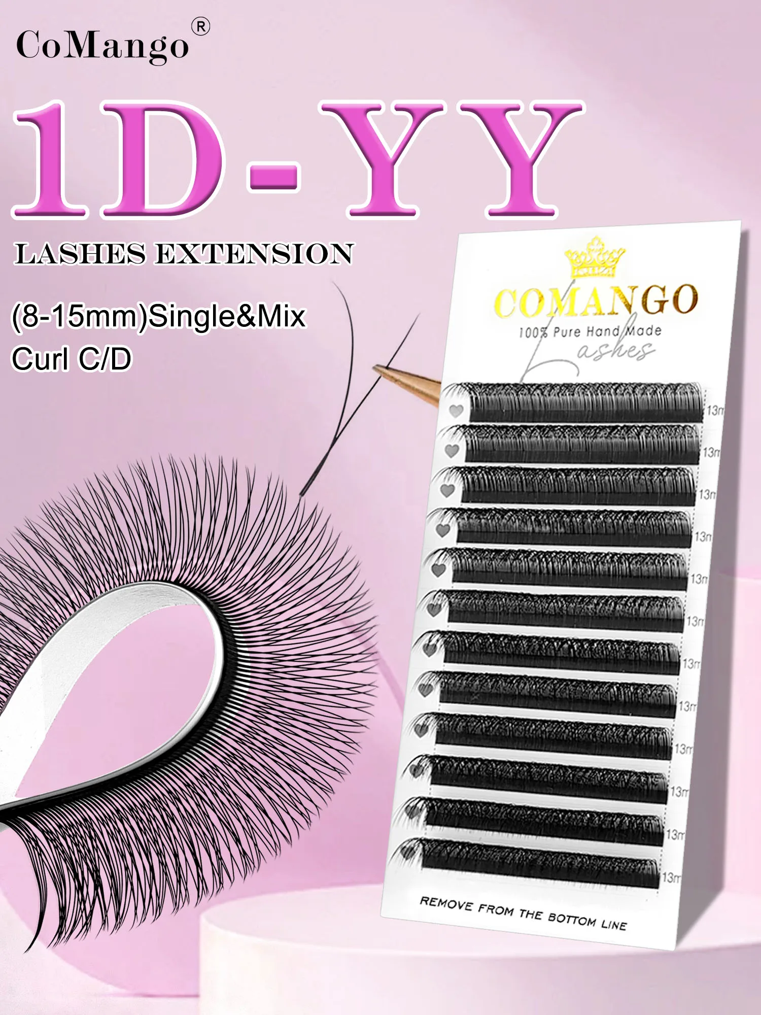 CoMango 2D Y (1D YY) Wimpernverlängerung 12 Reihen weiches russisches Volumen Mink natürliche falsche Wimpern Make-up-Zubehör