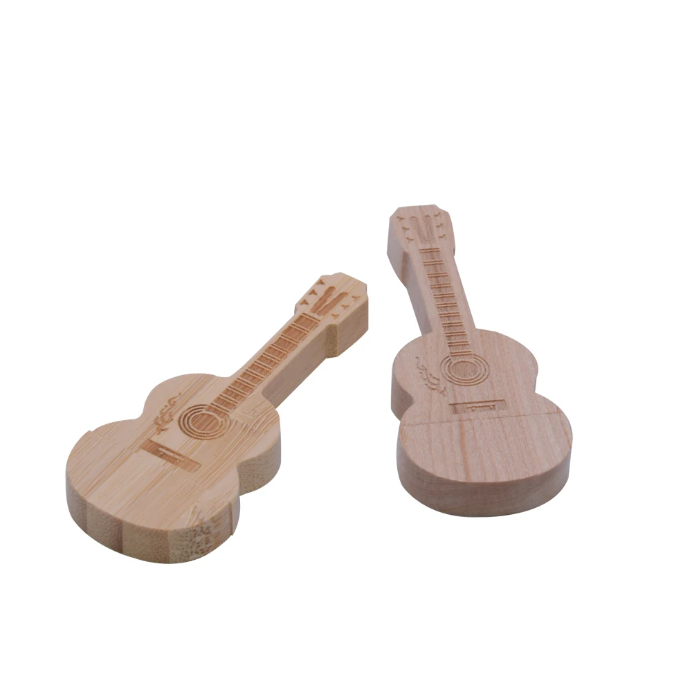 30pcs/Lot (Free LOGO) USB 2.0 Wooden Guitar Flash Drive Pendrive 4GB 8GB 16GB 32GB 64GB Memory Stick Wedding Gift