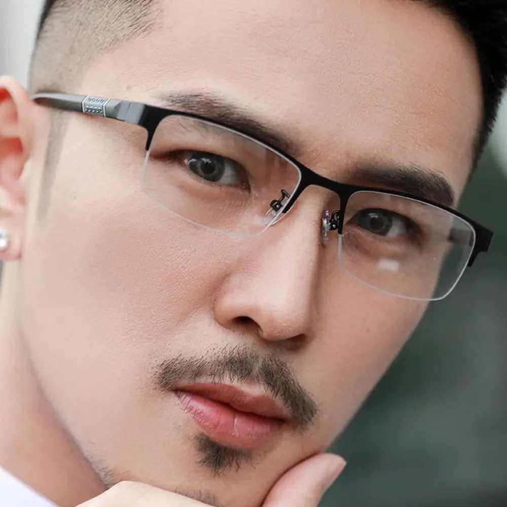 Photo chrome Myopie brille für Geschäfts leute Unisex-Halb rahmen quadrat in der Nähe von Sicht brillen optisches Rezept minus Brillen – Detail 7
