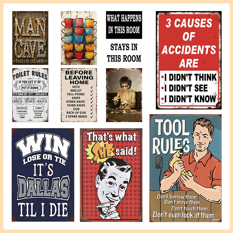 Retro Man Cave Poster Metallblechschild Vintage Lustige Wanddekoration Plakette für Zuhause Bar Pub Garage Man Cave Wohnzimmer Dekoration