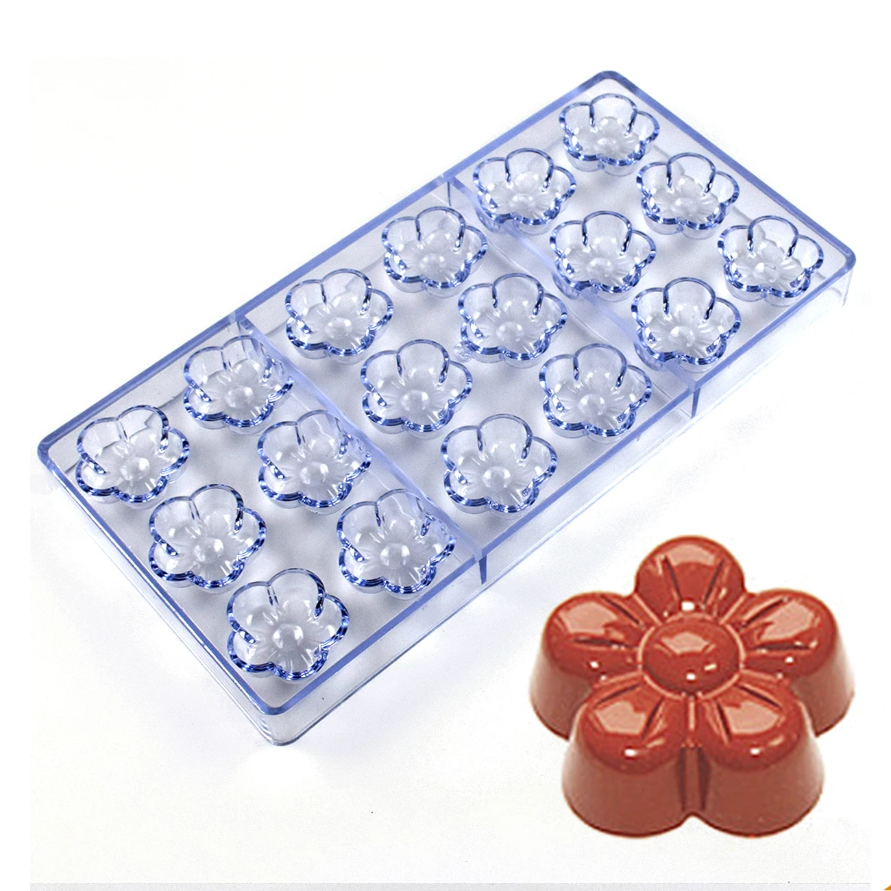 1 Uds. Molde de Chocolate de policarbonato con forma de esfera de flores, molde para dulces y confitería, bandejas para panadero, herramientas de pastelería para hornear
