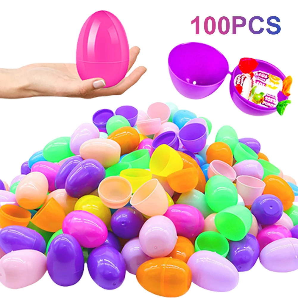 Easter Eggs Color Plastic Opening Eggshell Home Party Easter Decor Candy Gifts Fillable Packing Box Hunt Game Kids Gift Supplies