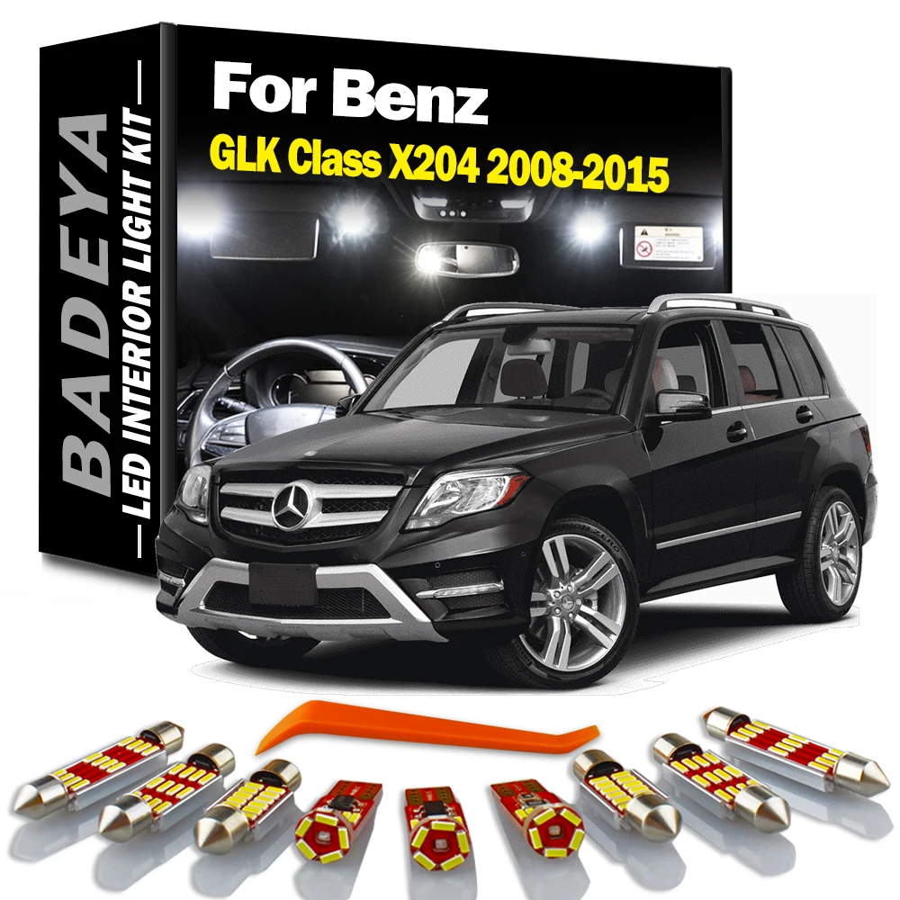 BADEYA 17Pcs Canbus LED Interior Dome Light Kit For Mercedes Benz MB GLK Class X204 2008-2015 GLK220 GLK300 GLK350 Car LED Bulbs