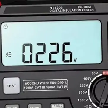 Ht5203 Insulation Resistance Tester High Voltage Megohmmeter With Backlit LCD Data Storage For Electrical Testing Tool Accessory