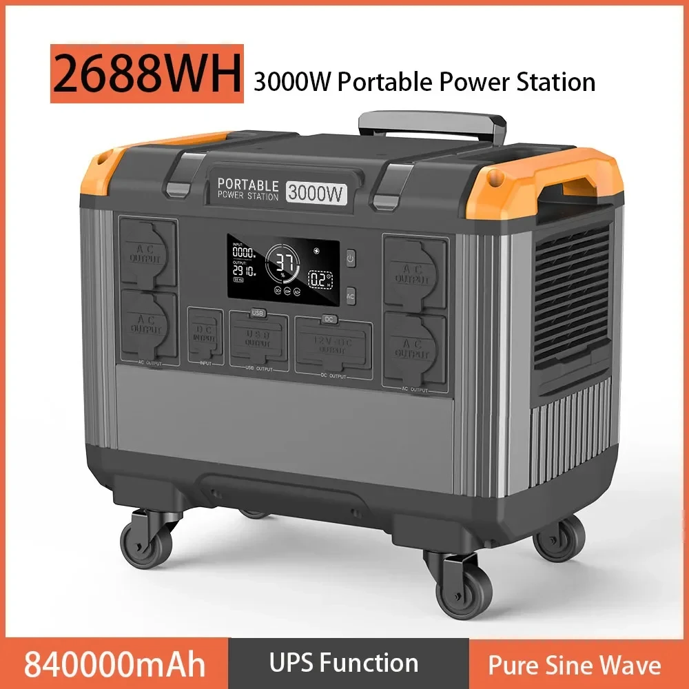 

3000W Portable Power Station 2688Wh Lifepo4 Mobile Power Bank UPS Function Outdoor Emergency Solar Generator for Home Camping