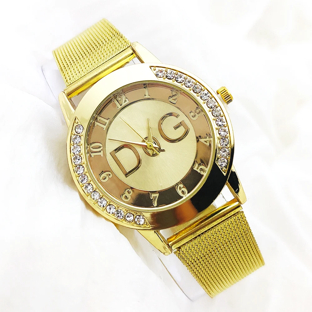 2023 Hot Sale Metal Fashion Watch Women Luxury Brand DQG Crystal Quartz Watch Reloj Mujer Casual Stainless Steel Man Clock