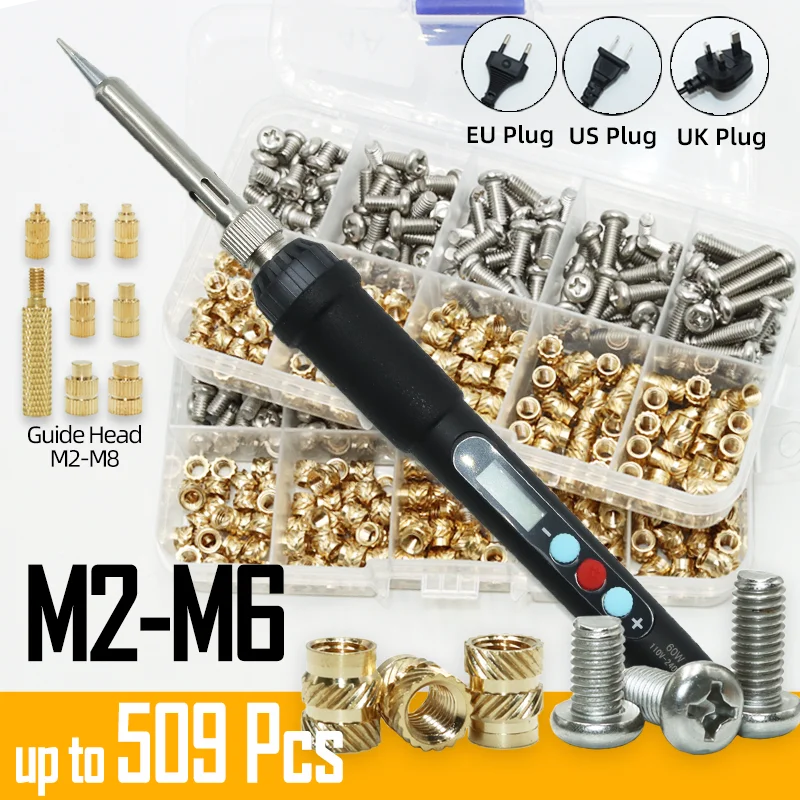 Heat Set Insert Soldering Iron Tip Head M2 M3 M4 Hot Melt Insets Nut Brass Thread Screw Insertion 3d Printing PCB Phillips Bolt