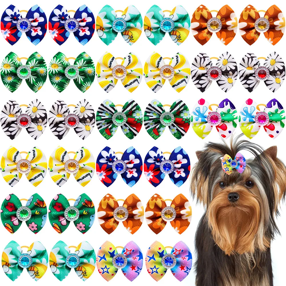 50PCS Summer Small Dog Bow Tie For Dogs Pets Bows  For Small Dogs Grooming Hair Bows Pets Accessories For Dogs