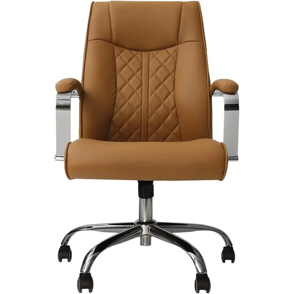 

Upholstered Mocha Quilted Salon Chair with Gas Height Adjustment and Chrome Base