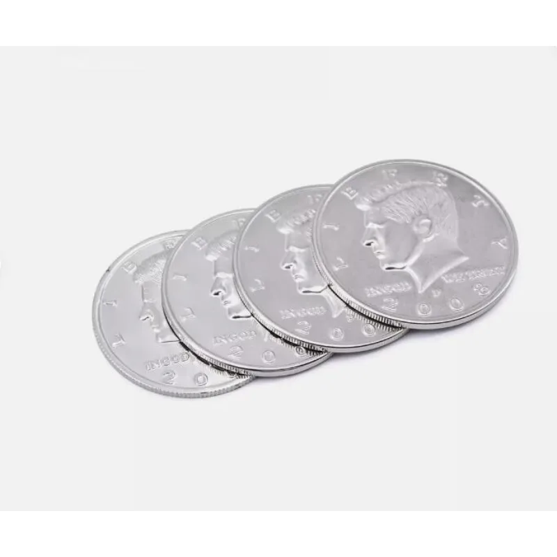 Jumbo Half Dollar Shells 3 + 1 Set (Dia 5.8cm) One Coin to Four Magic Tricks Magician Close Up Props Gimmick Accessories