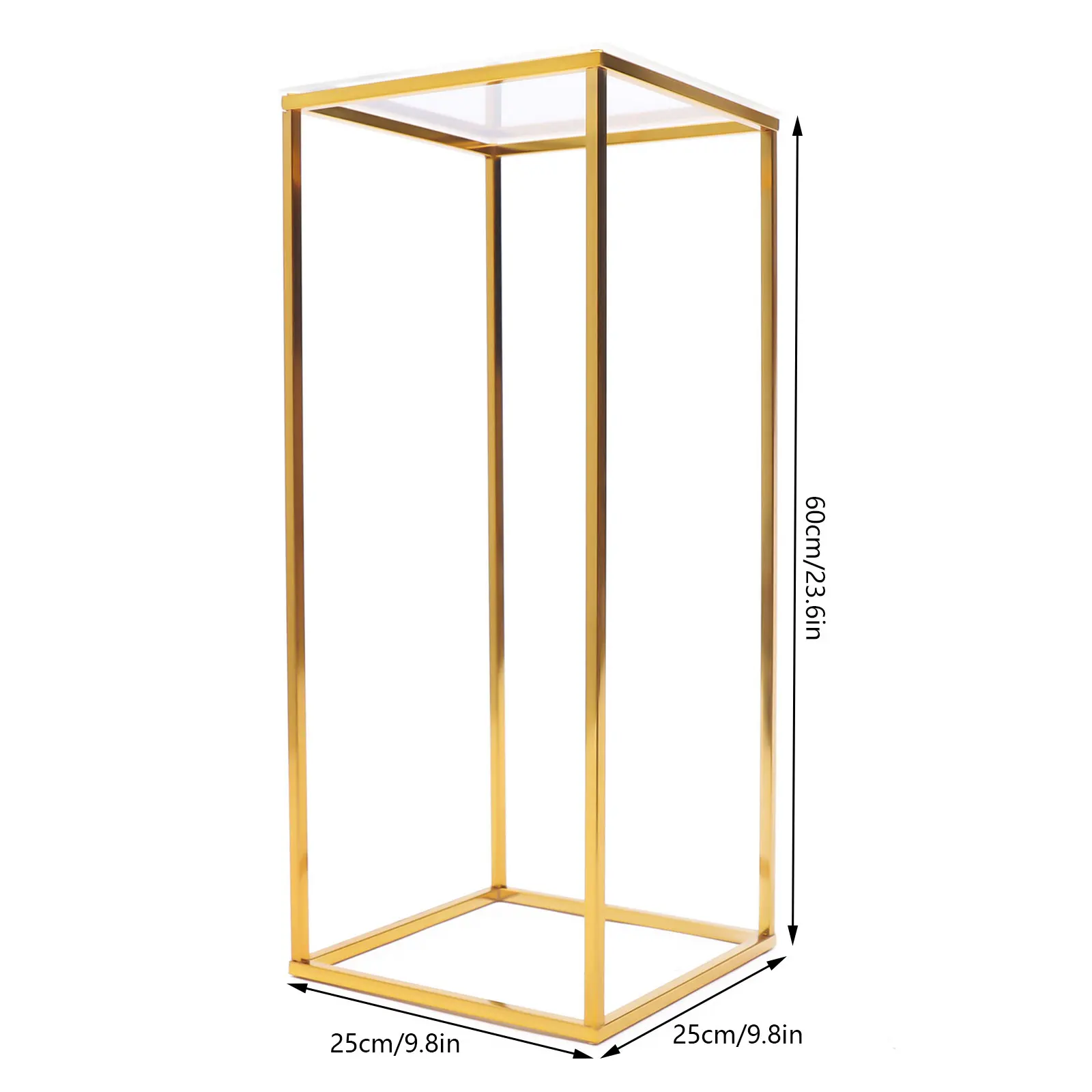 25*25*60cm Gold Flower Floor Stand Metal Column Flower Stand Flower Arrangement For Wedding Party Dinner Centerpiece