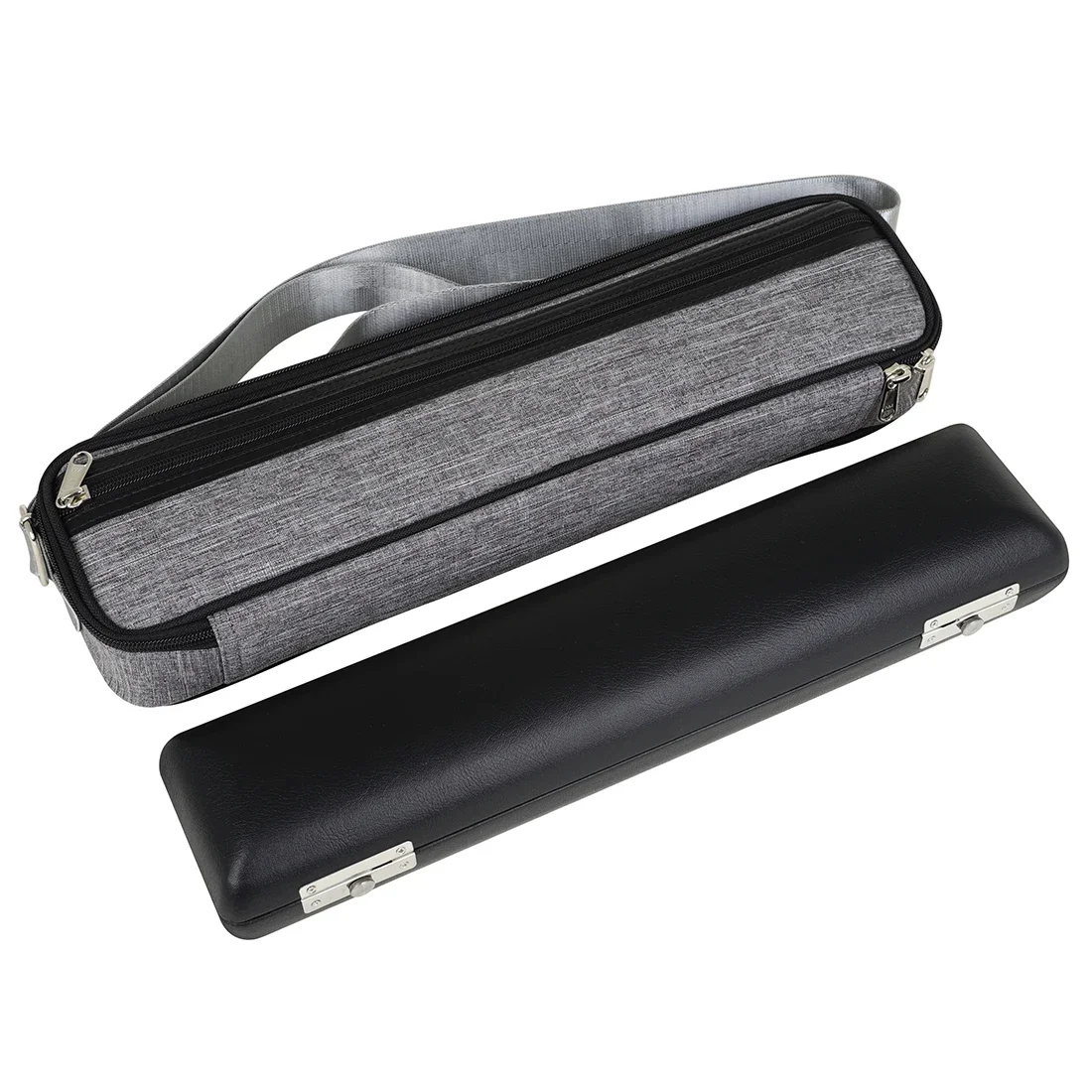 16-hole Flutes Bag Grey Leather Box Satchel Zipper Portable Flute Storage Bag Box Case Suit Waterproof Shockproof Flutes Parts