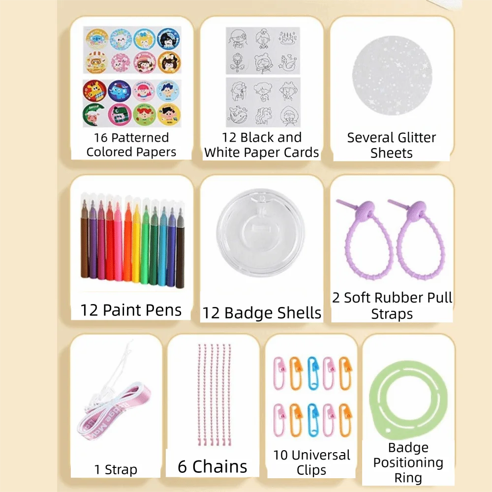 

Manual Press Badge Maker Machine Portable Reusable Badge Press Machine DIY Interchangeable Die Badge Press Machine Kit