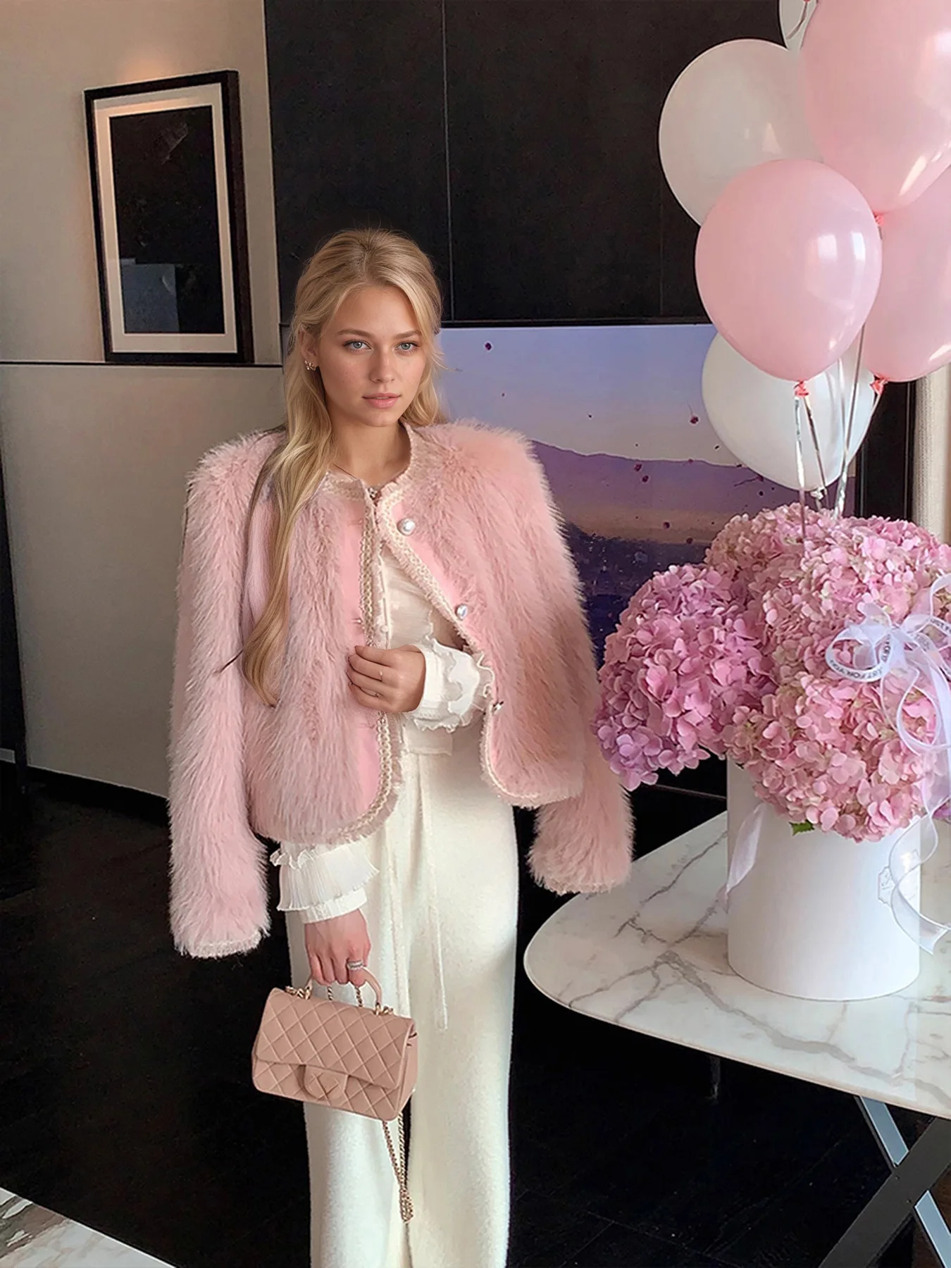 

Пальто цвета хаки из искусственного меха, женская униформа без воротника, женская V-образная форма, удлиненная, средней длины, тяжелая, чистая, удлиненная, эластичная