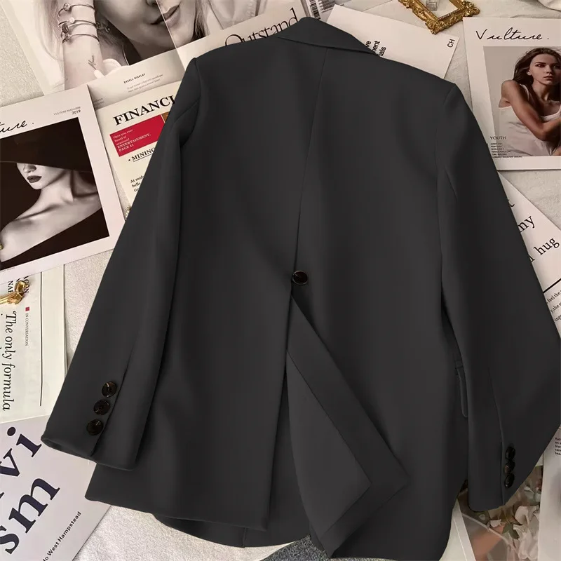 

Корейский темперамент, тонкие блейзеры, женские весенне-осенние элегантные универсальные пиджаки с разрезом сзади, однобортное свободное повседневное пальто