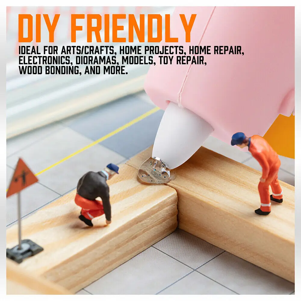 Pink 10W Hot Melt Glue Gun Craft DIY Repair Tool Wireless Glue Gun with 7mm Glue Sticks as Gift