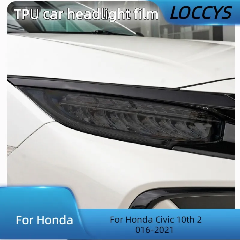 

For Honda Civic 10th 2016-2021 Car Headlight Protective Tint Film Smoke Black Transparent TPU Transparent Sticker Accessories