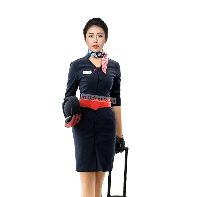 China Eastern Airlines Stewardess Uniform Air College Garment Girl Hotel Front Desk Dress Sales Department Professional Suit