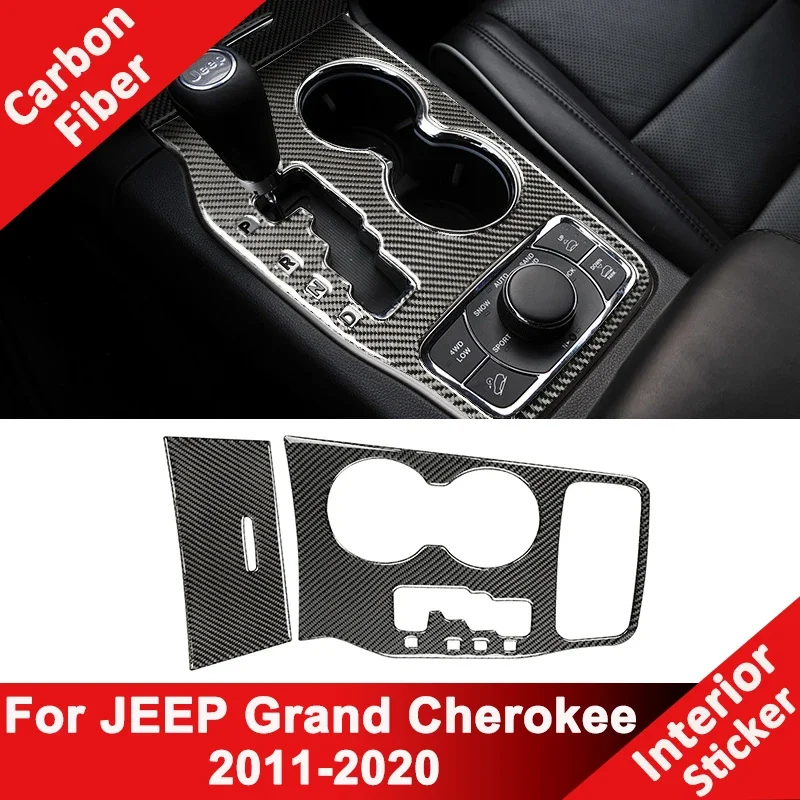 

For JEEP Grand Cherokee 2011-2020 Carbon Fiber Car Center Gear Shifter Water Cup Holder Panel Panel Frame Decoration Sticker