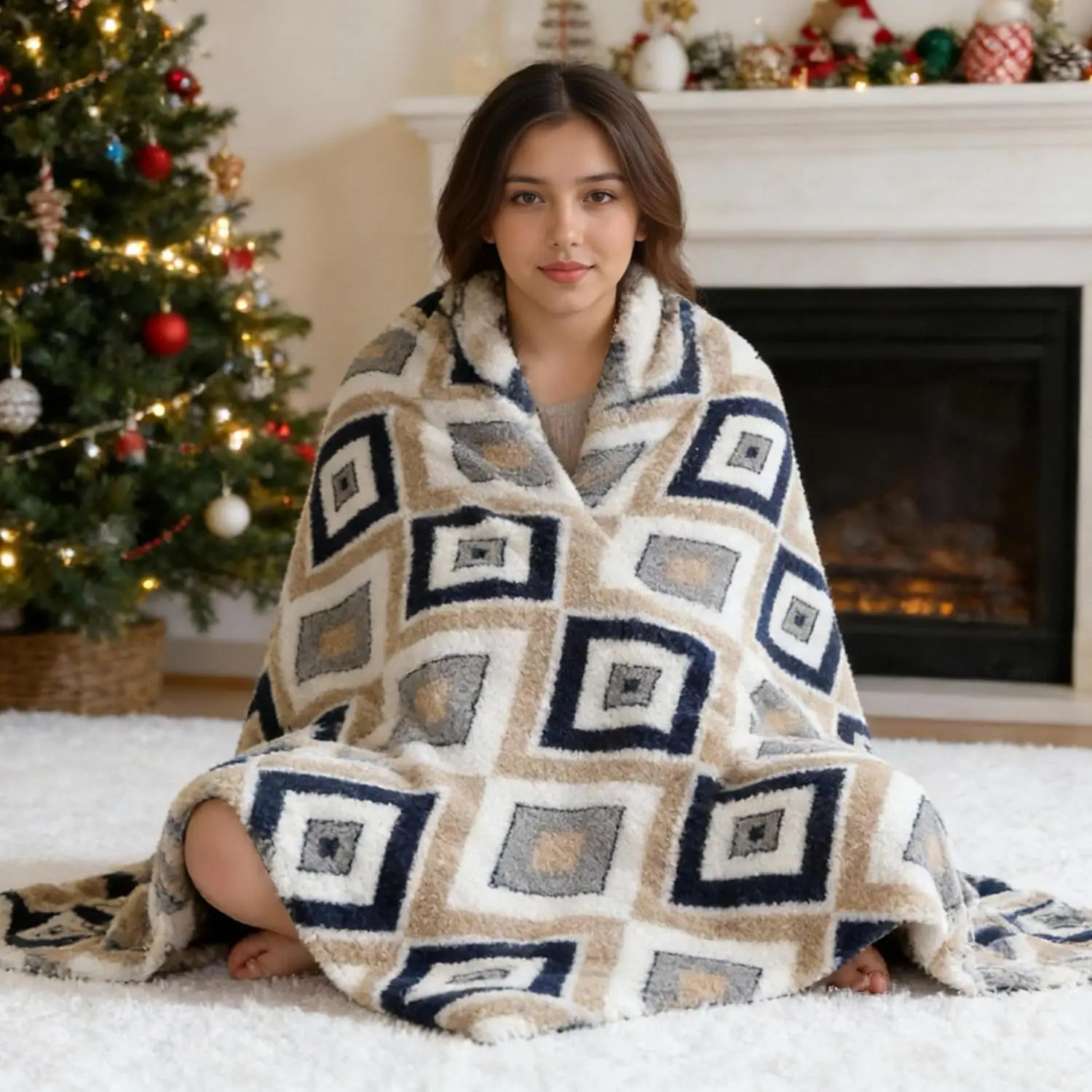 

Одеяло с электрическим подогревом 50x60 дюймов, 5 уровней нагрева и автоматическое отключение, ультрамягкий бархат, можно стирать в машине