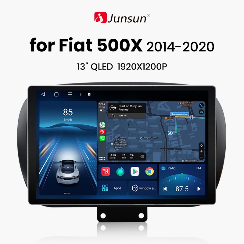 Junsun X7 MAX 13.1“ 2K AI Voice Wireless CarPlay Android Auto Car Radio for Fiat 500X 2014 - 2020 Multimedia autoradio