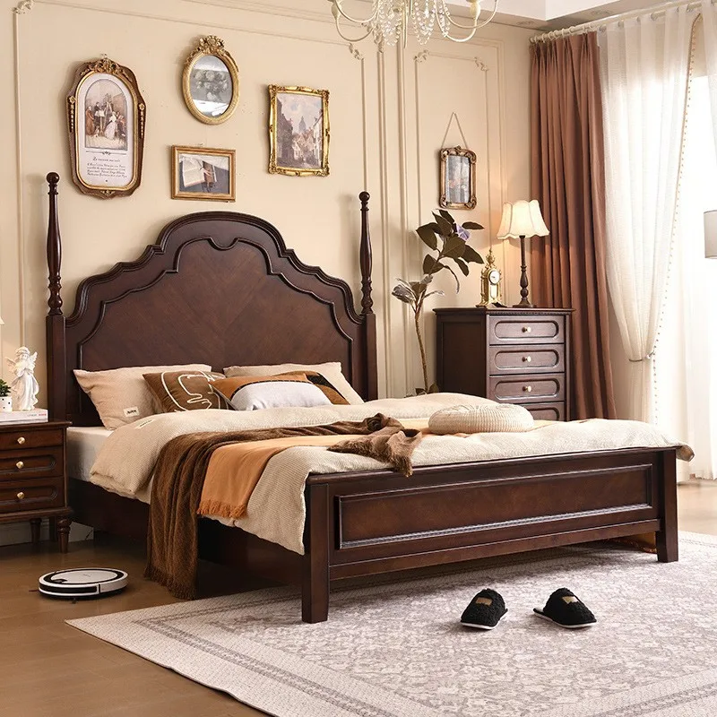 

American retro 1.8 meters solid wood double bed