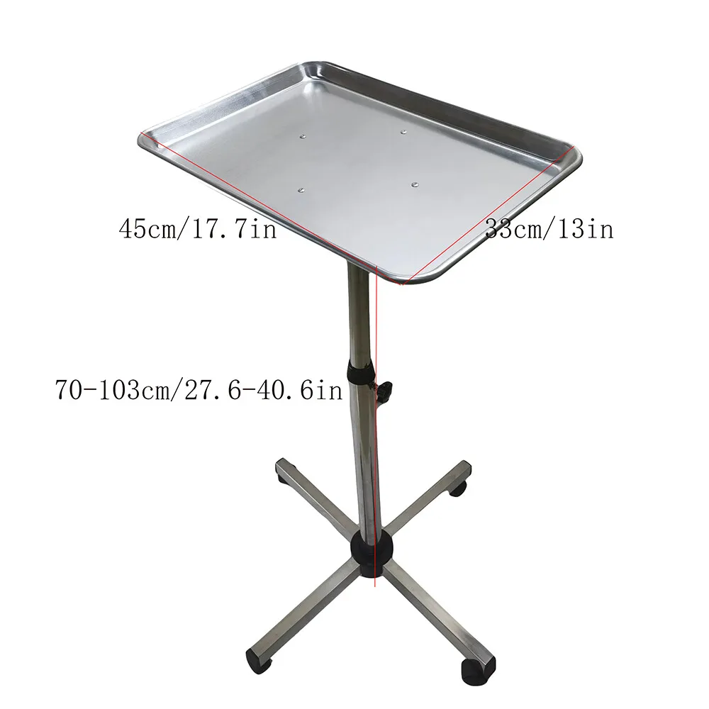 医療用トロリーモバイルローリングカートアルミトレイサロンタトゥースタンドホルダー