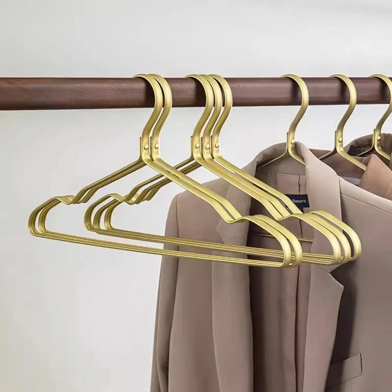 Gold Coat Hanger Matte Solid Aluminum Alloy Display Hangers for Clothes Pants Wardrobe Storage Organizer Balcony Drying Rack