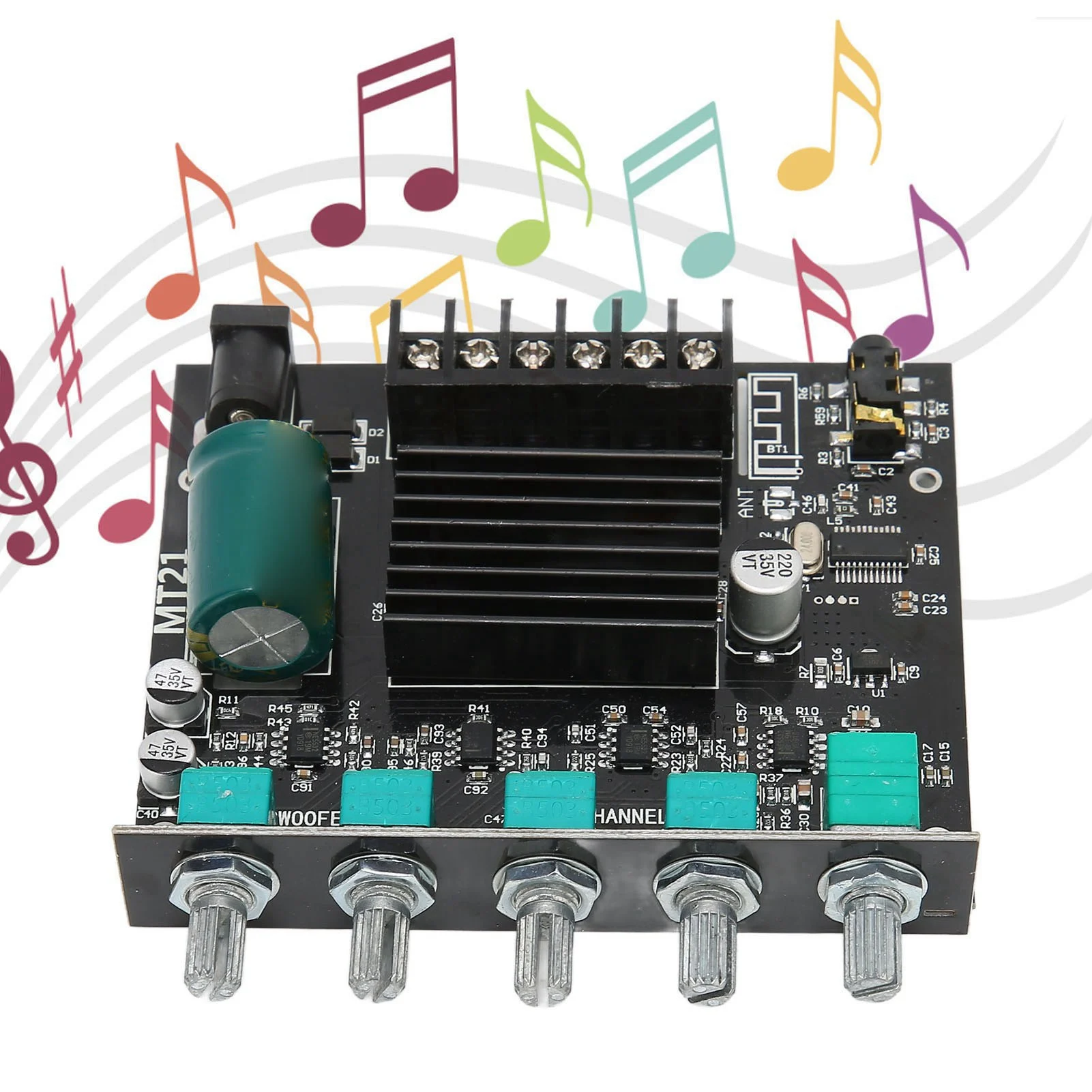 ZK‑MT21 BT Amplifier Board High Power Sound Stereo DC12‑24V Digital Power Amplifier Board for 15‑100W 4‑8Ω Speakers