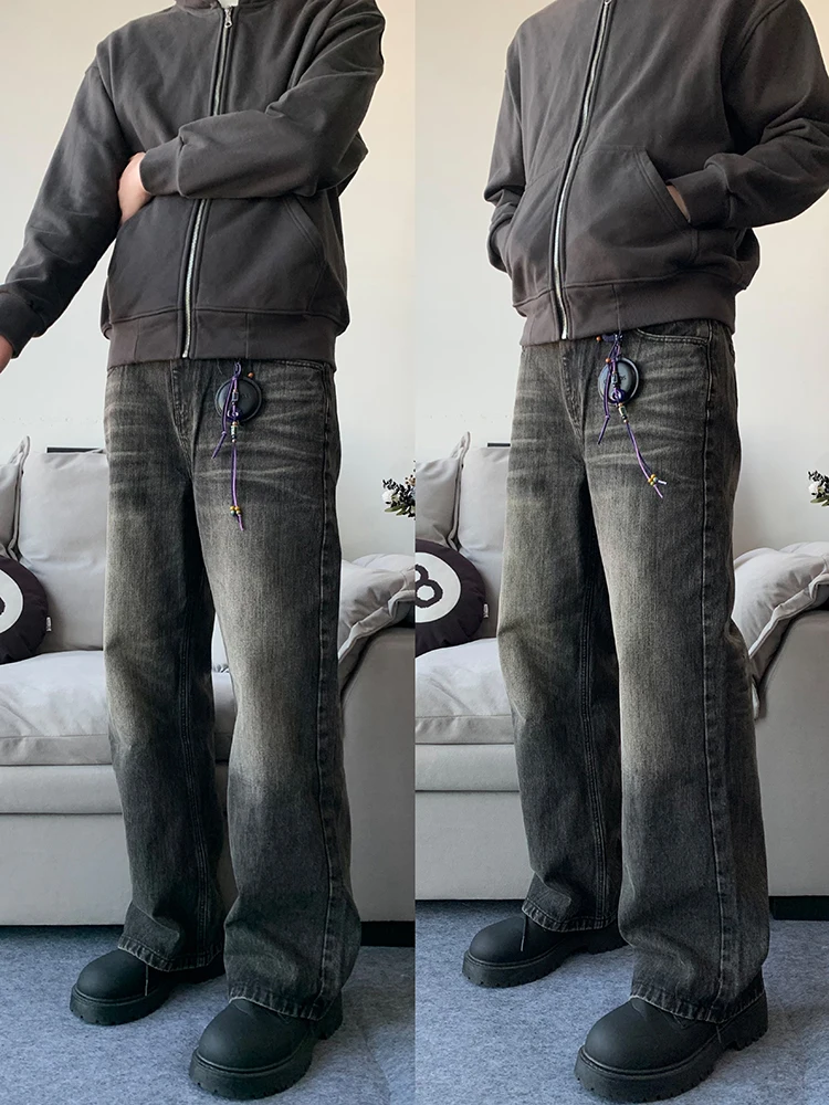 

Джинсы Nblme в стиле ретро, американские, из денима, с высокой талией, прямые, широкие, длинные брюки для мужчин и женщин, повседневные, из хлопка...