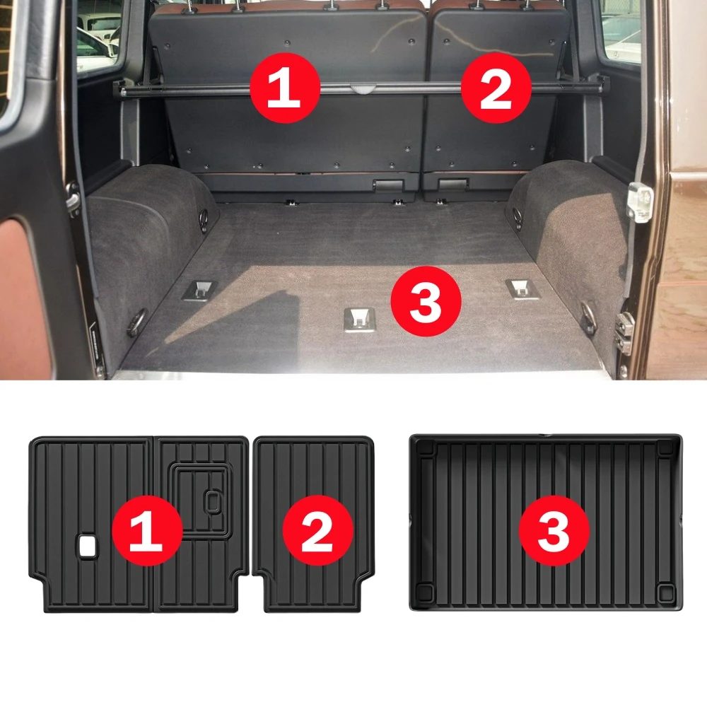 For Mercedes-Benz G Class/G500/G550/AMG G63 SUV 2019-2025 TPE 3D Floor Mats Custom Fit Floor Liner Trunk Mat Left Hand Drive