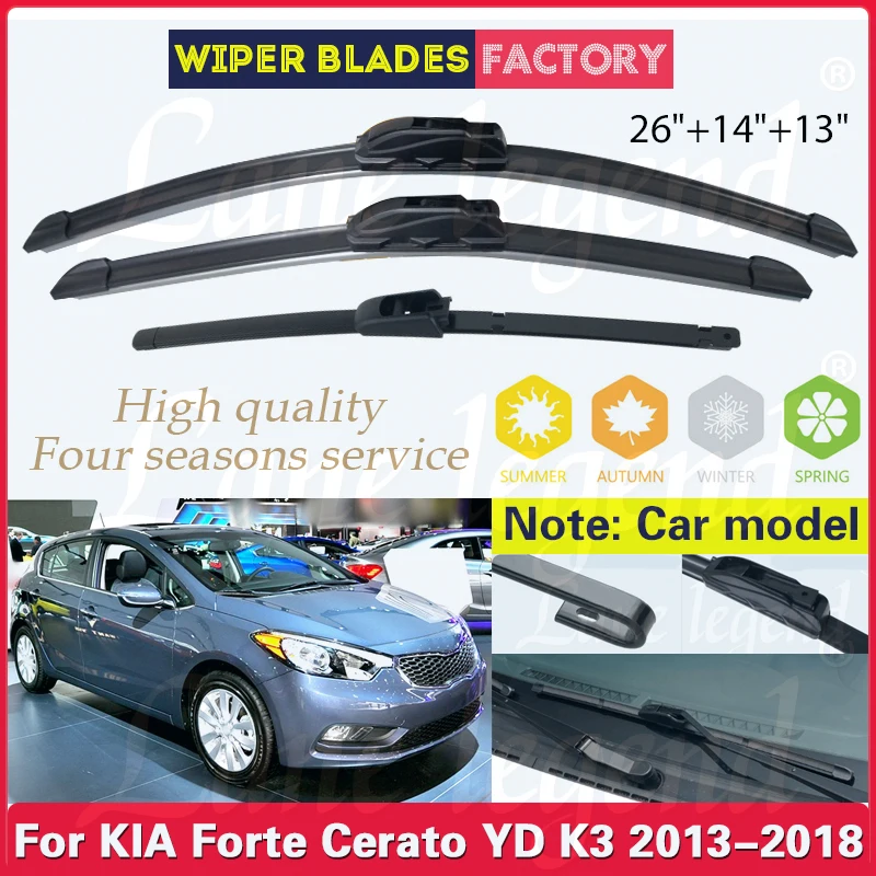 For KIA Forte Cerato YD K3 2013 2014 2015 2016 2017 2018 Wiper Front Rear Wiper Blades Windshield Windscreen Window Rain Brush