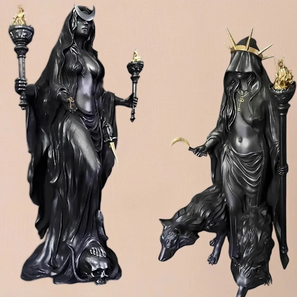 Home Decoration Modern Magic Hound Resin Sculpture Decoration Witch Statue Halloween Decoration Greek Goddess Statue
