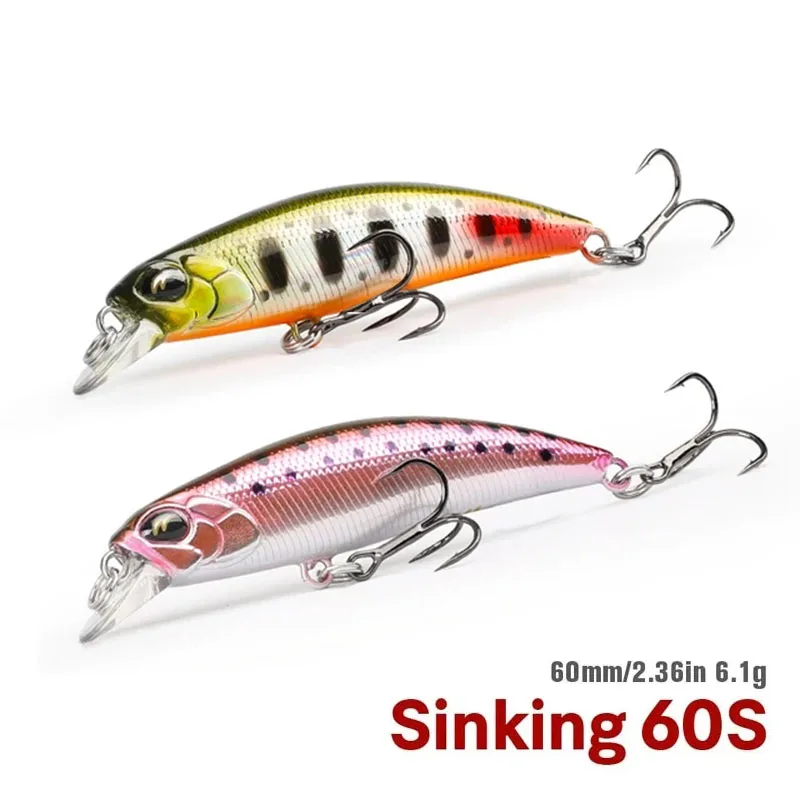 

TSURINOYA-Sinking Minnow Fishing Lures, 60S, DW67, 60mm, 6.1g, Bass, Pike, Mini Crank, Wobbler Model, Hard Baits Model, New