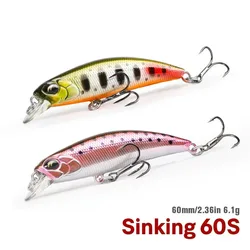 TSURINOYA-Sinking Minnow Fishing Lures, 60S, DW67, 60mm, 6.1g, Bass, Pike, Mini Crank, Wobbler Model, Hard Baits Model, New
