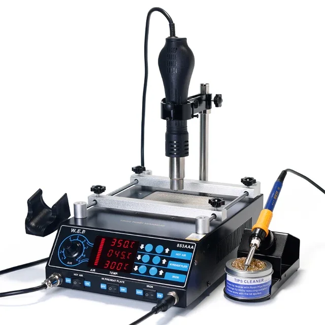 WEP853AAA  3 in 1 digital SMD soldering desoldering hot air gun preheat BGA welding equipment rework station