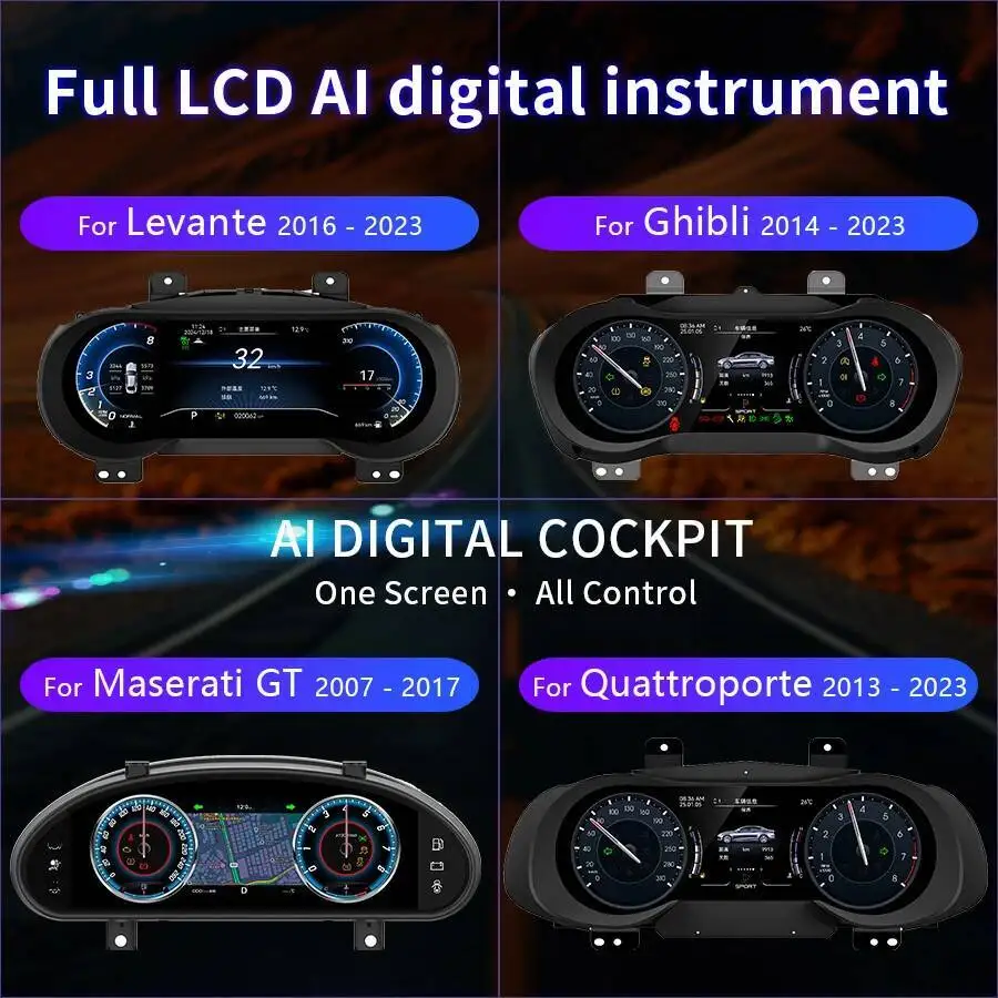 NewCar Cluster Carplay For Maserati Gran Turismo GT 2004-2015 LCD Instrument Panel Digital Dashboard Speedometer Virtual Cockpit