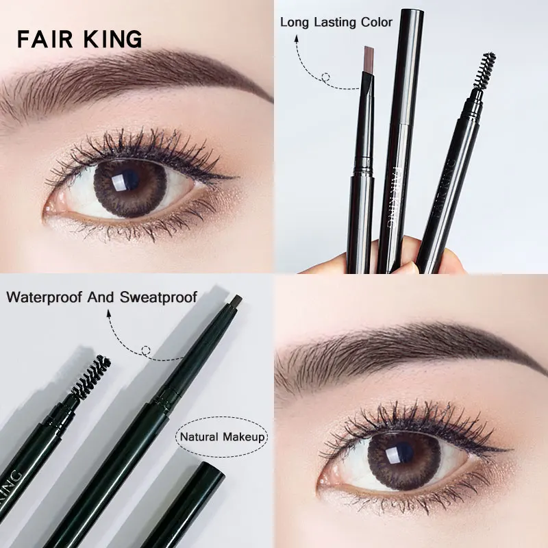 FAIRKING Automatic Double-Headed Waterproof Sweat-Proof Eyebrow Pencil Long-Lasting Easy Coloring Makeup Tool