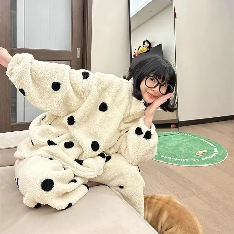 

plus Size Fluffy Plaid Print Spwear Pants Women's Autumn Winter Thiened Fce Home Clothes Set Korean Sle Loose Fit