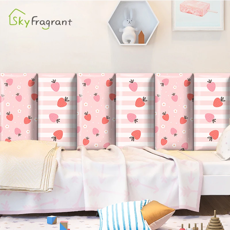 

3D Anti Collision Cute Strawberry Soft Wall Stickers For Kids Rooms Bedroom Decor Princess Room Self Adhesive Skirting Sticker