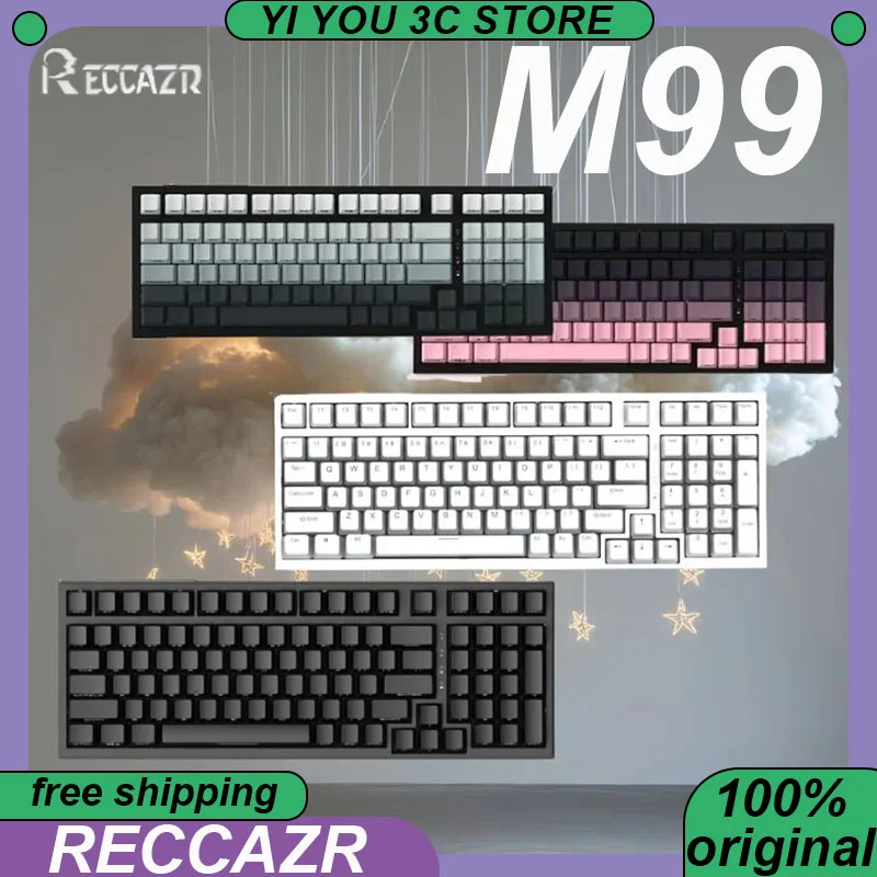 

RECCAZR M99 Magnetic Switch Mechanical Keyboard Wired 8K Hot Swap 99Keys Type-C RGB PBT Low Delay PC Esports Laptop Keyboards