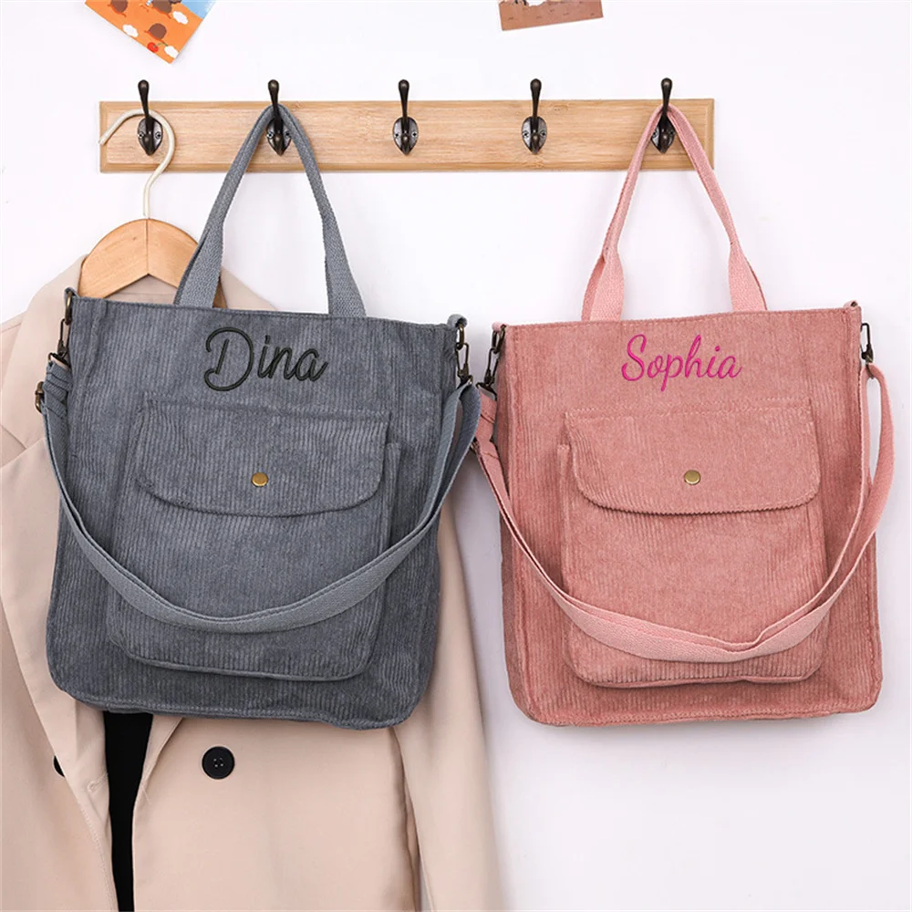 

Corduroy Bag Handbags for Women Shoulder Bags Female Soft Environmental Storage Reusable Girls Small and Large Shopper Totes Bag