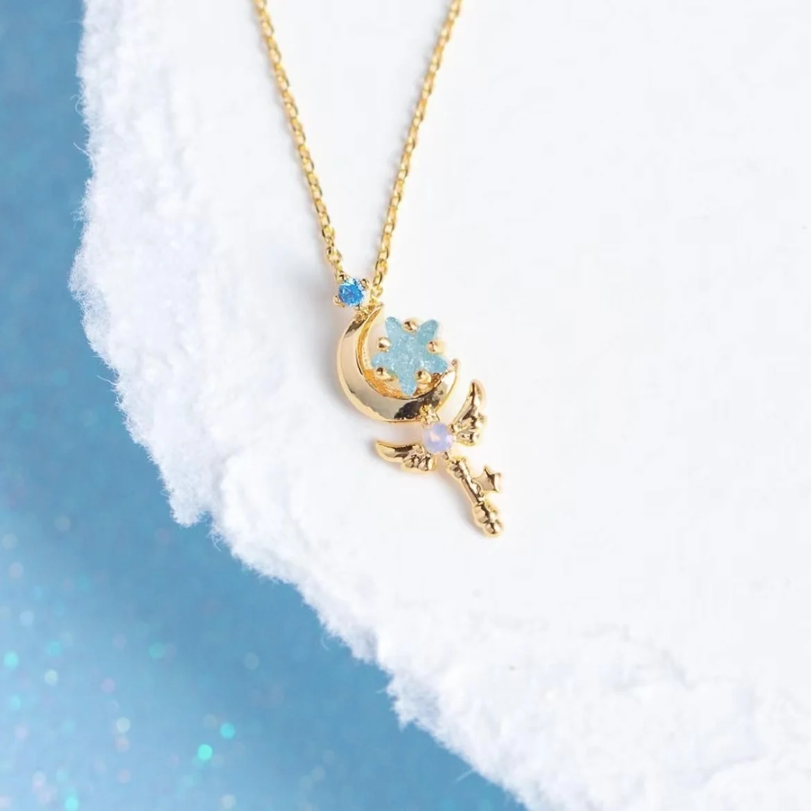 Y2K Jewelry Cute Magic Wand Pendant Necklace For Women Girl Zircon Star Moon Charm Necklaces Chain collares aesthetic