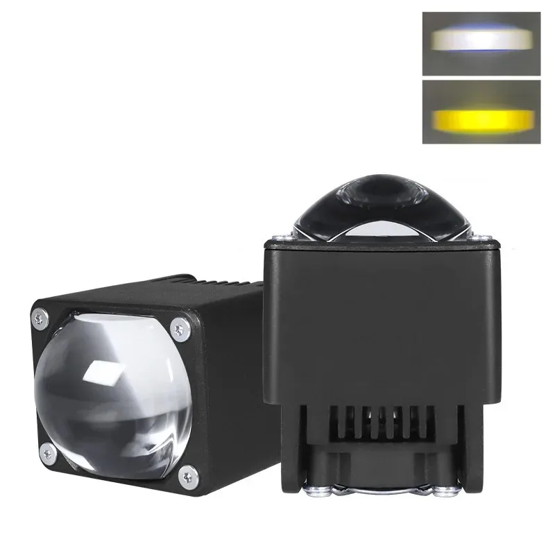 U26 New 80W Dual-Color White/Yellow LED Projector Headlights Sharp Cut-off IP67 Car Motorcycle Accessories Tools 12V 3000K 6000K