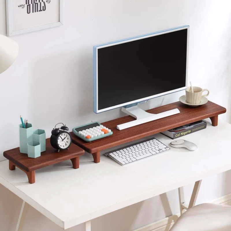 Sale Good Quality Nordic Computer Monitor Mounting Bracket Beech/Black Walnut Wood Desktop Screen Storage Support Base