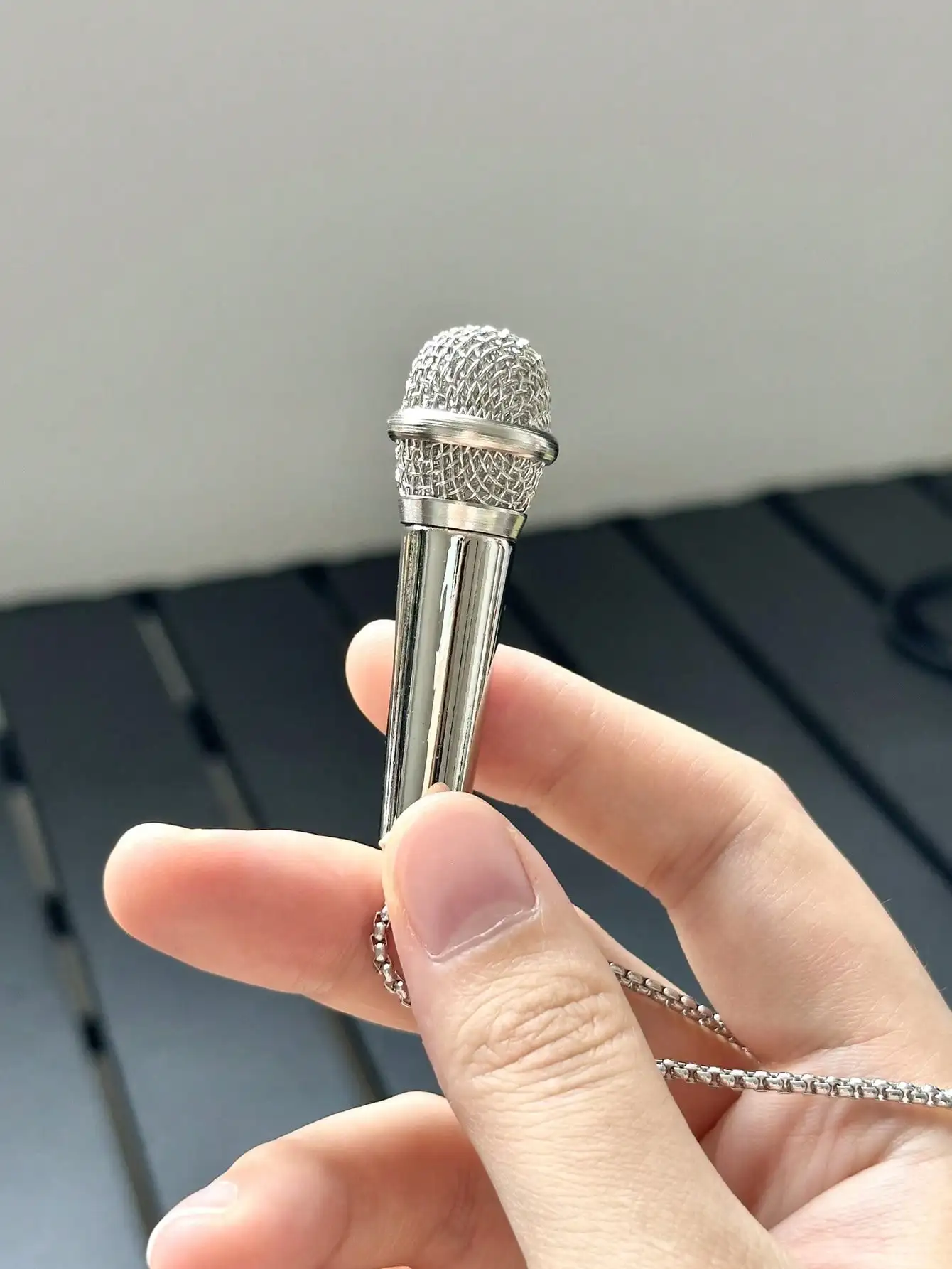 Creative Microphone Pendant Necklace For Men and Women Punk Hip-hop Fashion Jewelry Couple Friends Gifts