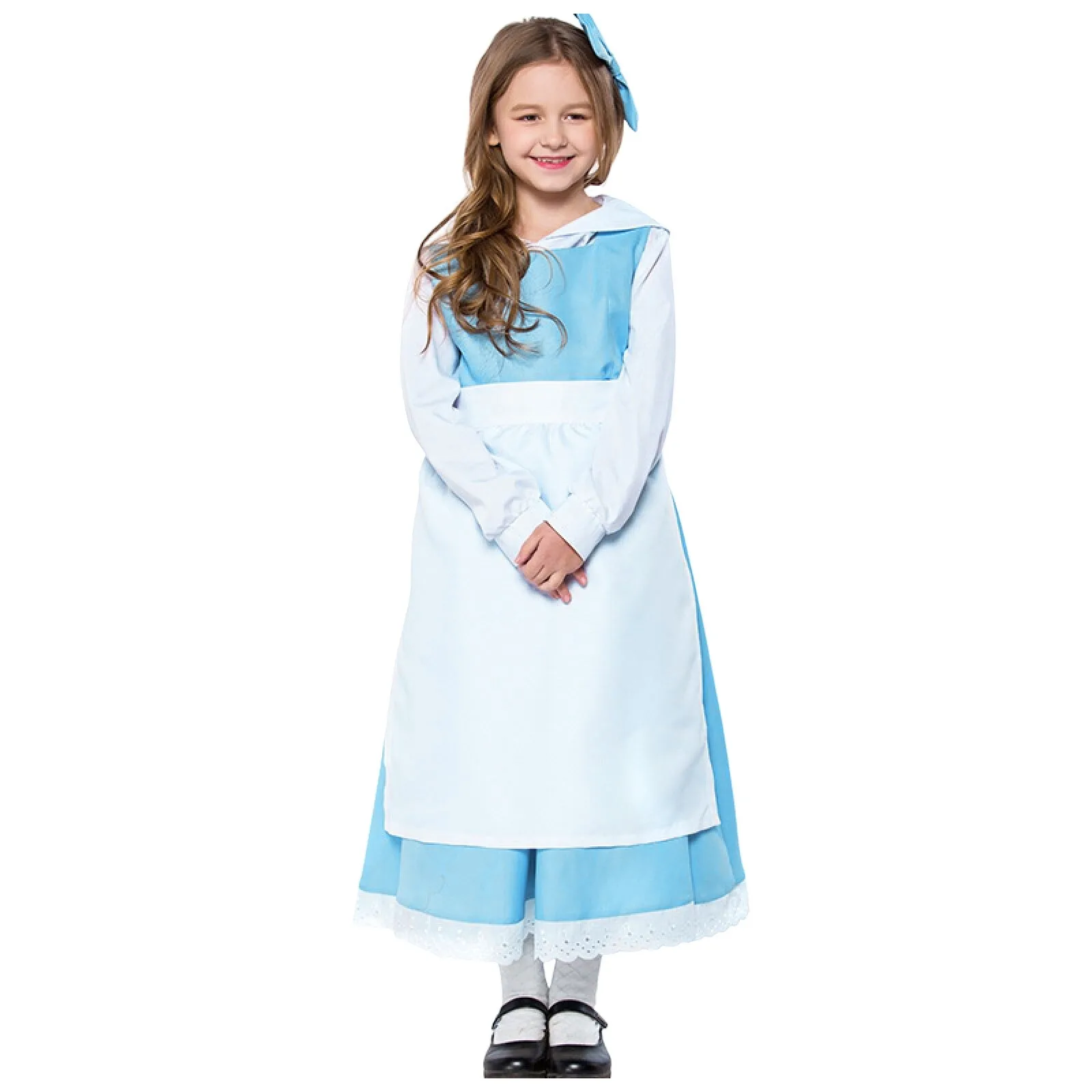 Kids Girl Halloween Party Dress Cosplay Costume Apron Dress Set Girls Oktoberfest Halloween Christmas Cosplay Dressing Up Suit