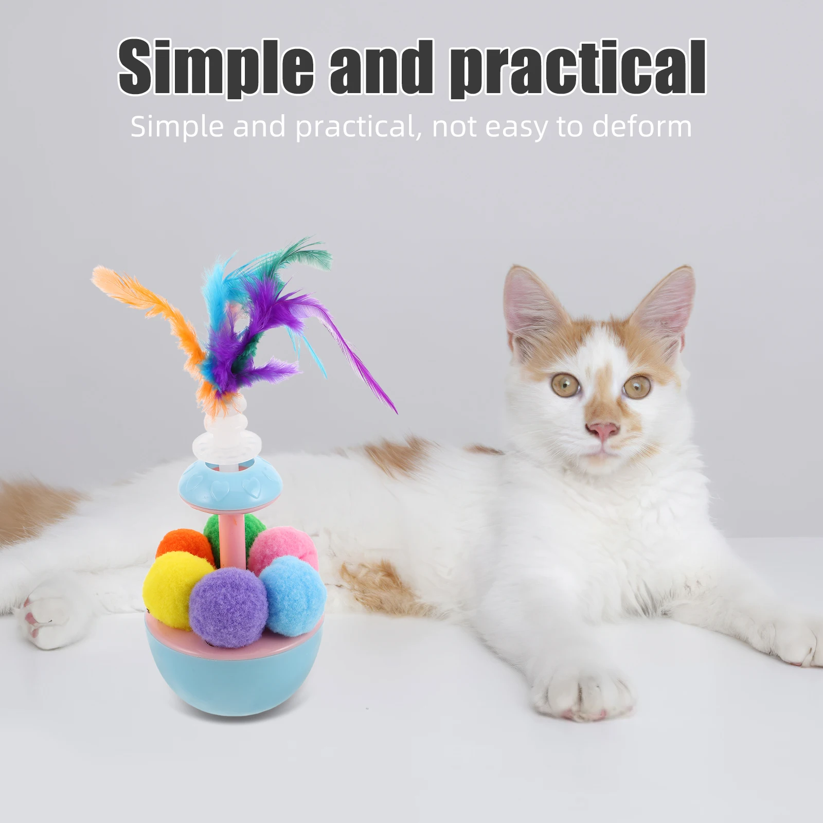 

Cat Balls Puff Interactive Teaser Stick Chase for Cats Kitten Indoor Play Exercise Fun Pet Supplies Catnip